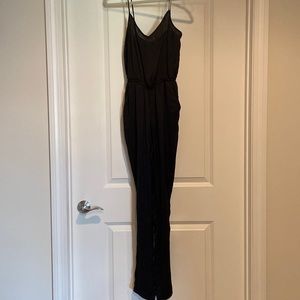 H&M Black Satin Jumpsuit w/ Pockets